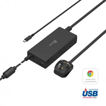 j5create JUP2290C-FN 100W PD USB-C® Super Charger – UK, Schwarz, inkl. 1,2 m Kabel