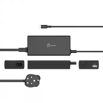 j5create JUP2290C-FN 100W PD USB-C® Super Charger – UK, Schwarz, inkl. 1,2 m Kabel