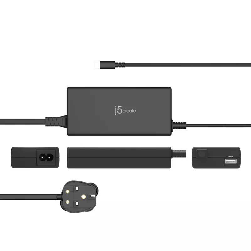 j5create JUP2290C-FN 100W PD USB-C® Super Charger – UK, Schwarz, inkl. 1,2 m Kabel