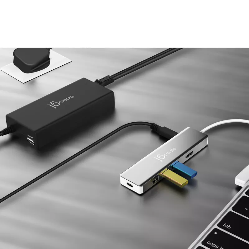 j5create JUP2290C-FN 100W PD USB-C® Super Charger – UK, Schwarz, inkl. 1,2 m Kabel