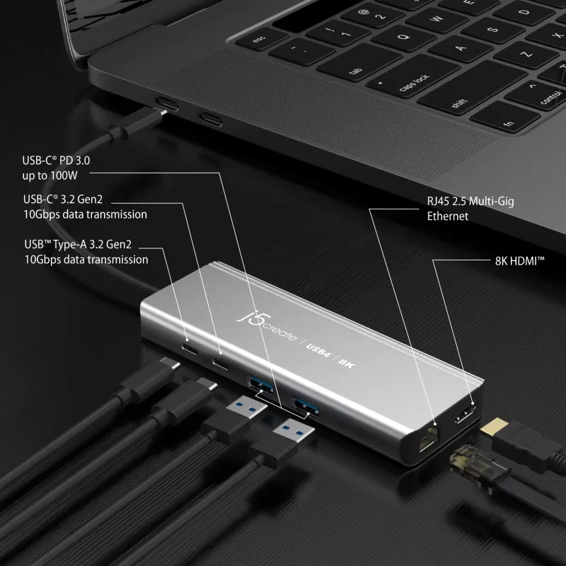 j5create JCD403 USB4 8K Multi-Port Hub USB Typ-C HDMI RJ-45