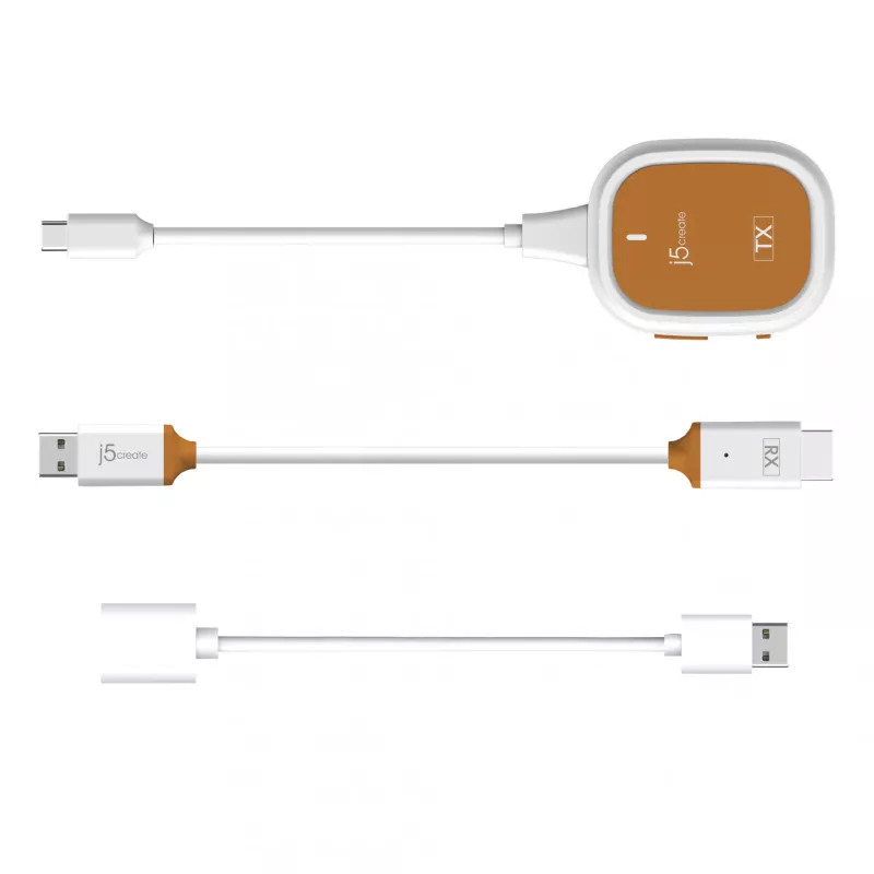 j5create ScreenCast FHD USB-C Wireless Display Extender, Dongle, USB, USB Type-C, Weiß, 1 A, 0 - 40 °C