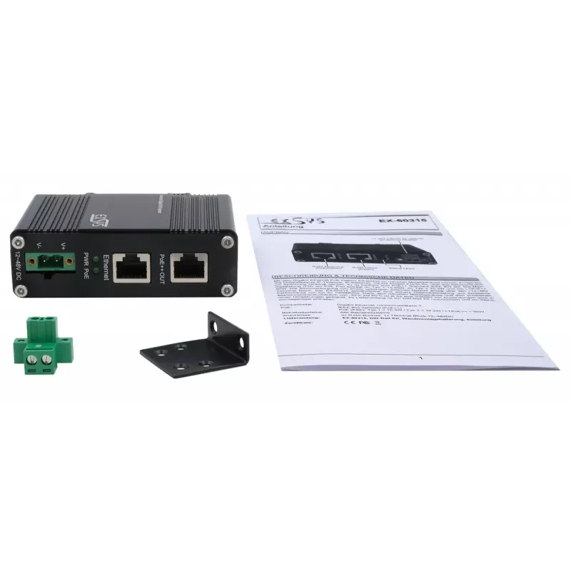 EXSYS PoE++ Gigabit Injector 90W -40°C bis +80°C