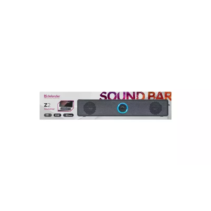 Tragbarer Lautsprecher DEFENDER Z2 Schwarz, kabelgebunden USB, 6 W RMS, SNR 70 dB, 80–18000 Hz, Würfeldesign