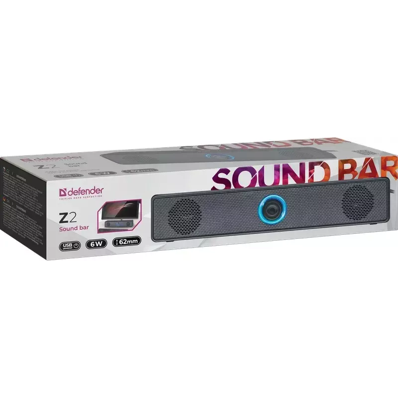 Tragbarer Lautsprecher DEFENDER Z2 Schwarz, kabelgebunden USB, 6 W RMS, SNR 70 dB, 80–18000 Hz, Würfeldesign