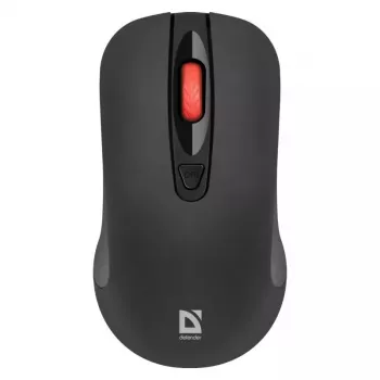 Kabellose optische RF Silent Maus DEFENDER Nexus MS-195 — 1600 DPI, 2,4 GHz, Nano-USB, beidhändig, 2×AAA, Schwarz