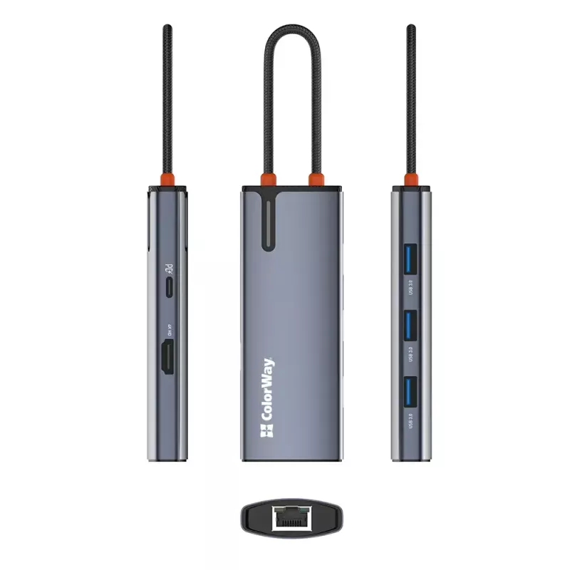 Dockingstation ColorWay CW-HUB02 6-in-1 100W — Multiport-Hub mit Stromversorgung