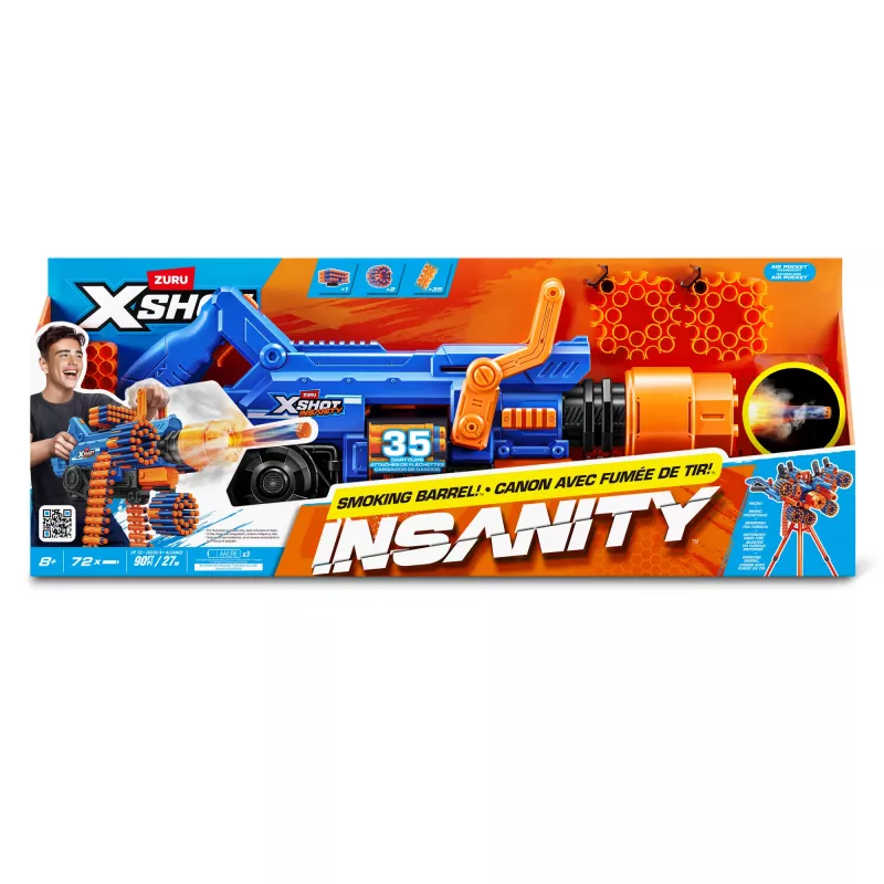 Toy dart blaster Zuru XSHOT Insanity — Smoke N Barrel, includes 72 foam darts