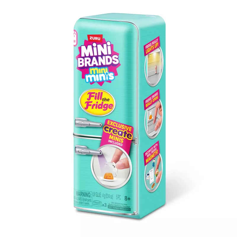 Spielset Zuru Mini Brands Mini Minis Fill the Fridge Playset — sammelbare Miniatur-Lebensmittel-Kühlschrank-Zubehörteile