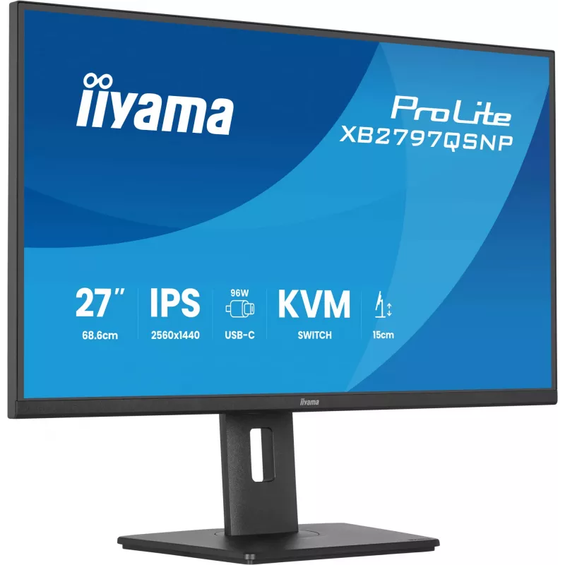 Computermonitor IIYAMA ProLite XB2797QSNP-B1 68,6 cm (27 Zoll) 2560×1440 QHD LED, 16:9, matt, Lautsprecher, USB 3.2 Hub, höhenverstellbar, VESA
