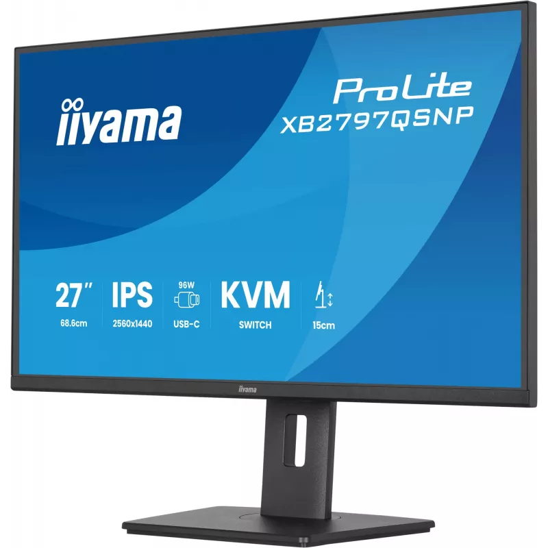 Computermonitor IIYAMA ProLite XB2797QSNP-B1 68,6 cm (27 Zoll) 2560×1440 QHD LED, 16:9, matt, Lautsprecher, USB 3.2 Hub, höhenverstellbar, VESA