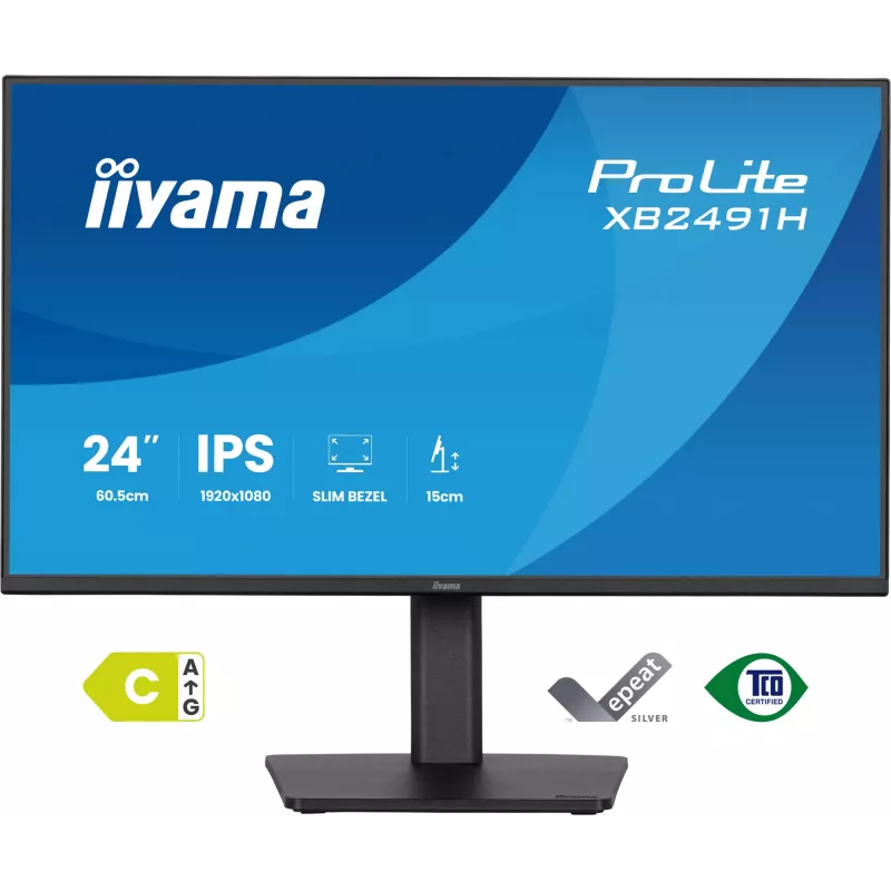 Computer monitor IIYAMA ProLite XB2491H-B1 23.8 inch (60.5 cm) Full HD IPS LCD, 1920×1080, 178° viewing, VESA, height adjustable, Schwarz