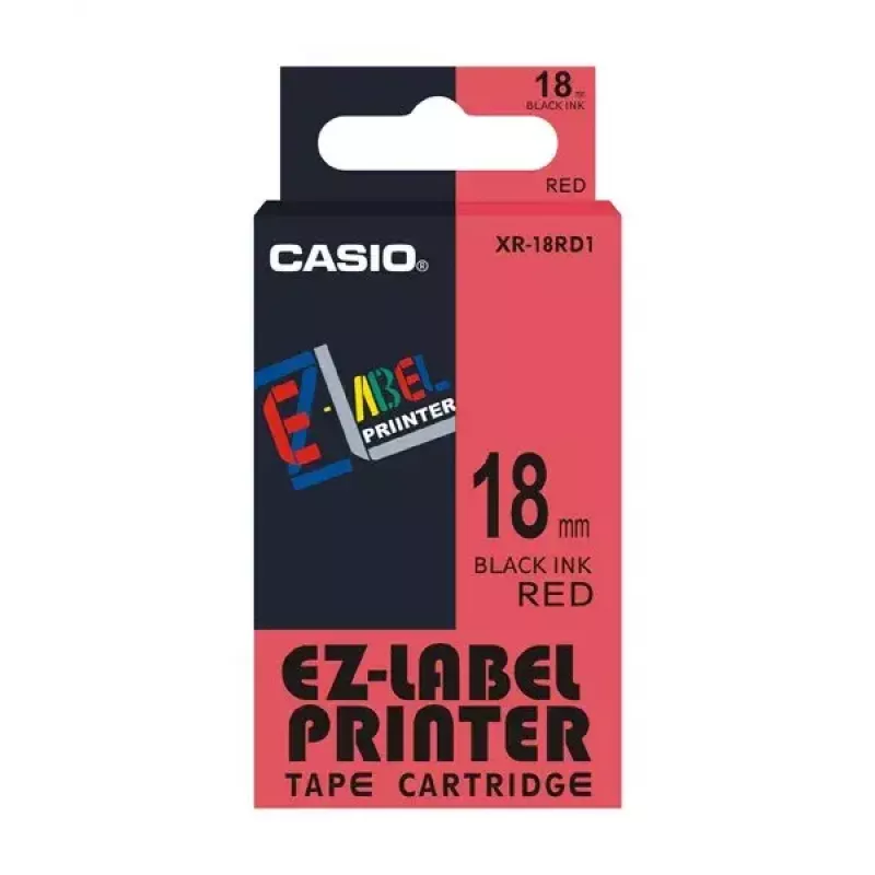 Beschriftungsband Casio XR-18RD1 Schwarz auf Rot