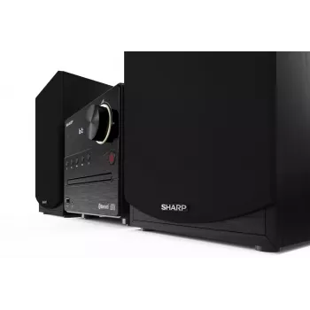 Home-Audio-Mikrosystem Sharp XL-B512(BK) – 45 W, Einzel-CD-Spieler, UKW-Radio, MP3, Bananen-Lautsprecheranschlüsse, schwarz