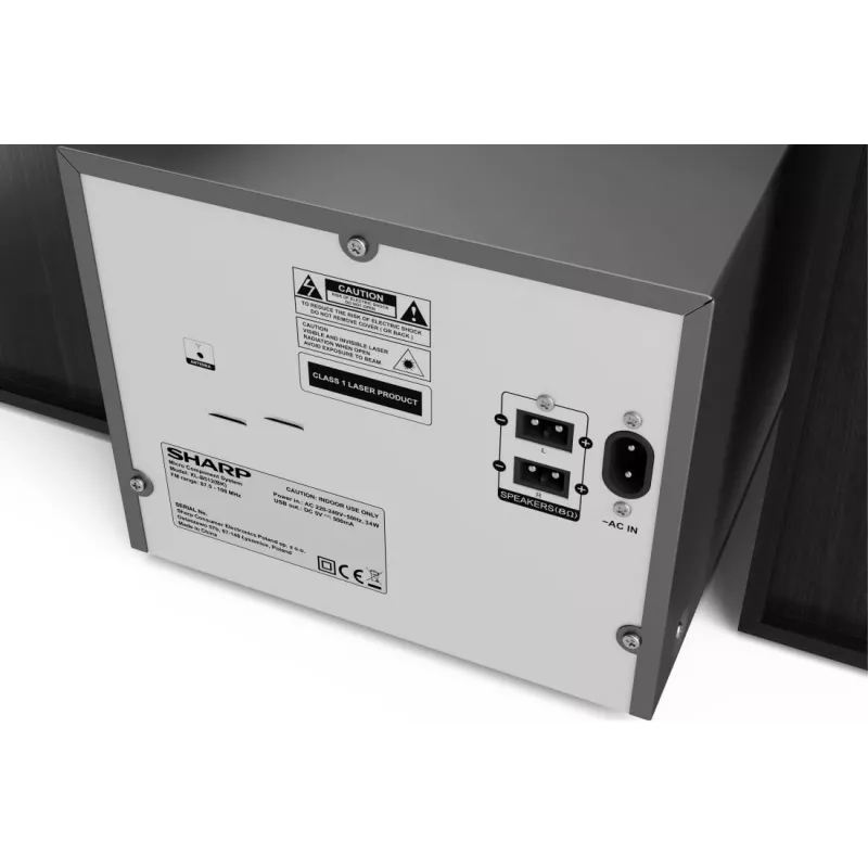 Home-Audio-Mikrosystem Sharp XL-B512(BK) – 45 W, Einzel-CD-Spieler, UKW-Radio, MP3, Bananen-Lautsprecheranschlüsse, schwarz