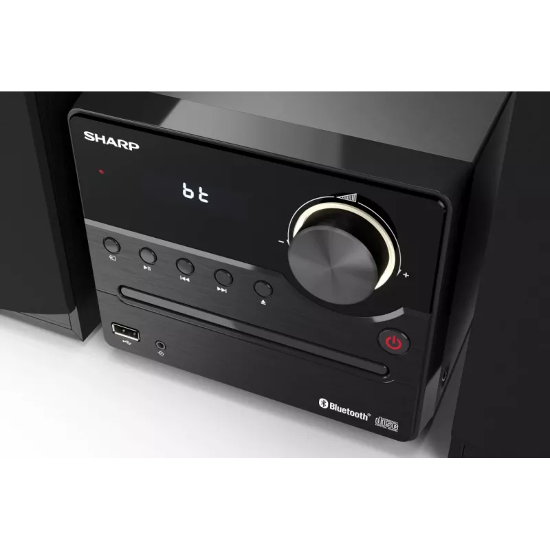 Home-Audio-Mikrosystem Sharp XL-B512(BK) – 45 W, Einzel-CD-Spieler, UKW-Radio, MP3, Bananen-Lautsprecheranschlüsse, schwarz