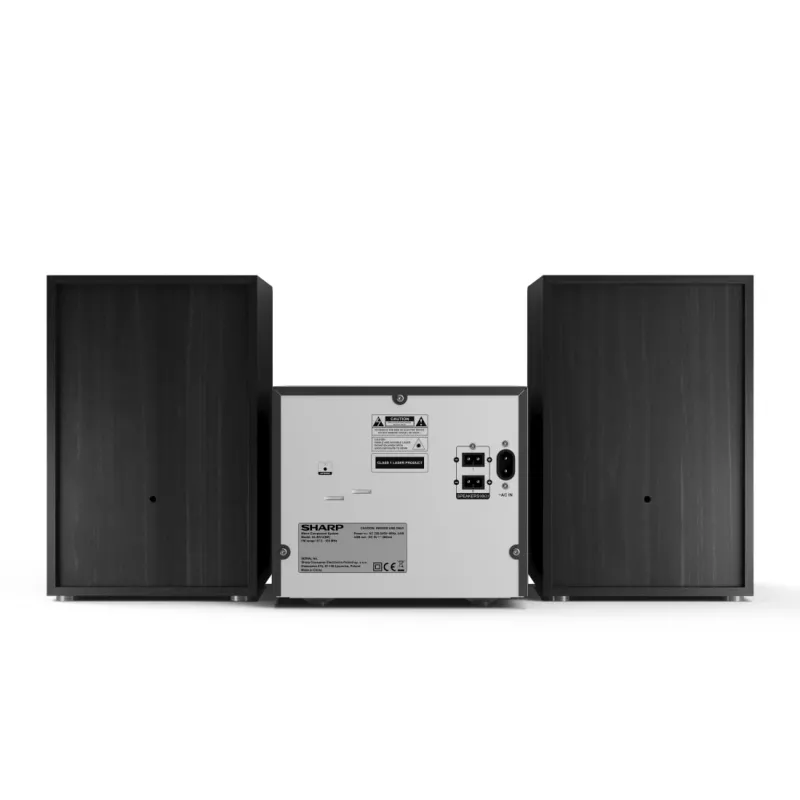 Home-Audio-Mikrosystem Sharp XL-B512(BK) – 45 W, Einzel-CD-Spieler, UKW-Radio, MP3, Bananen-Lautsprecheranschlüsse, schwarz