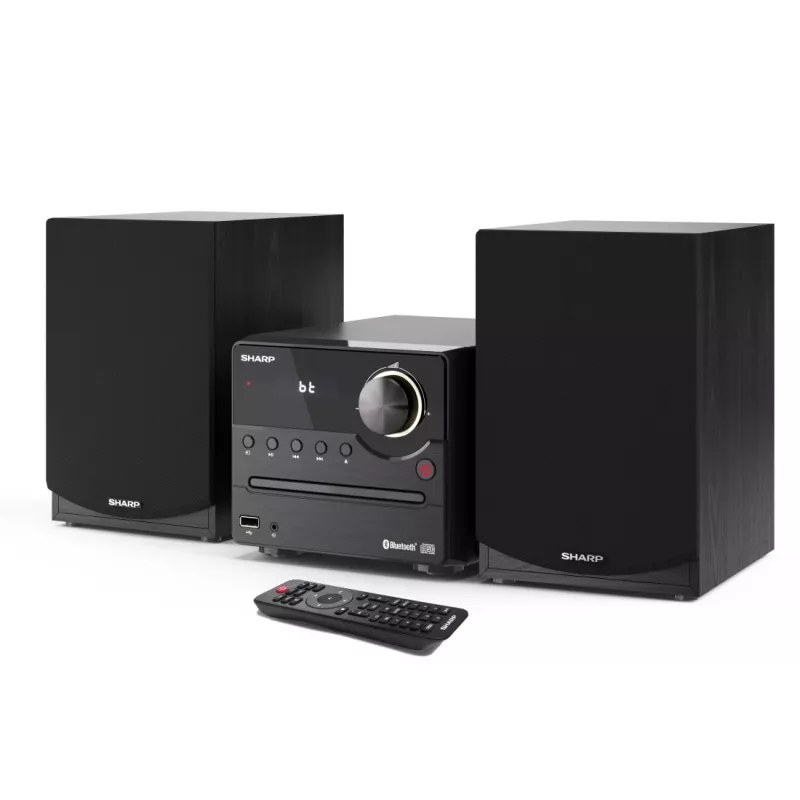 Home-Audio-Mikrosystem Sharp XL-B512(BK) – 45 W, Einzel-CD-Spieler, UKW-Radio, MP3, Bananen-Lautsprecheranschlüsse, schwarz