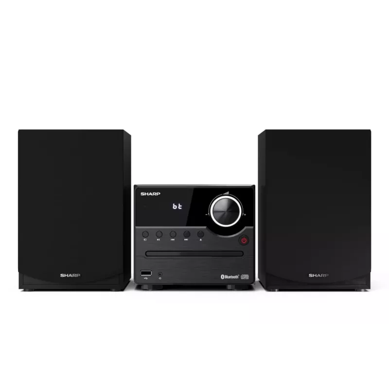 Home-Audio-Mikrosystem Sharp XL-B512(BK) – 45 W, Einzel-CD-Spieler, UKW-Radio, MP3, Bananen-Lautsprecheranschlüsse, schwarz