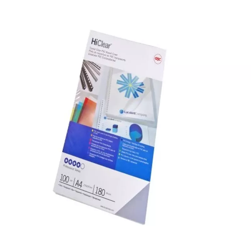 GBC Bindekarten HiClear A4 180 Mikron, A4, Polyvinylchlorid (PVC), Transparent, 100 Stück