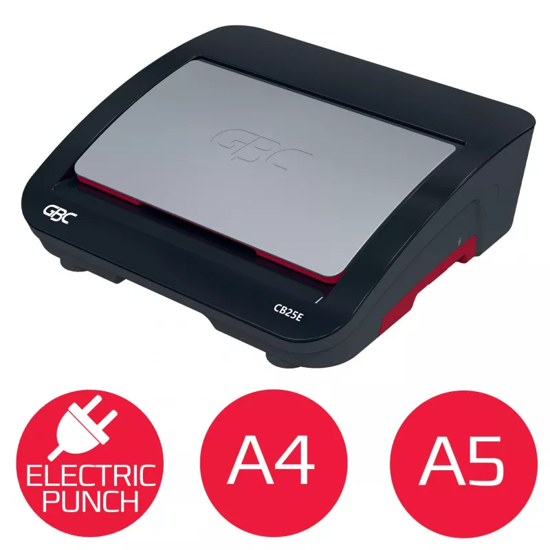 GBC CombBind® CB25E Elektrische Bindemaschine, Kammbindemaschine, Elektrisch, 390 Blatt, Schwarz, Rot