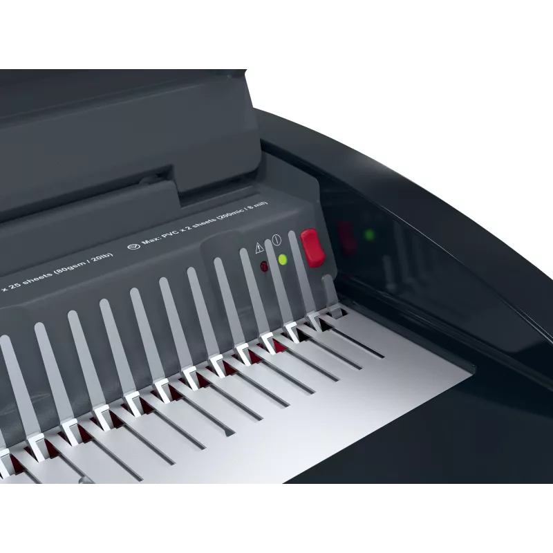 GBC CombBind® CB25E Elektrische Bindemaschine, Kammbindemaschine, Elektrisch, 390 Blatt, Schwarz, Rot
