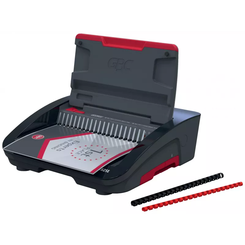 GBC CombBind® CB25E Elektrische Bindemaschine, Kammbindemaschine, Elektrisch, 390 Blatt, Schwarz, Rot
