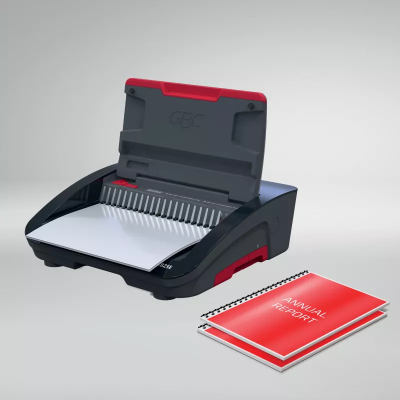 GBC CombBind® CB25E Elektrische Bindemaschine, Kammbindemaschine, Elektrisch, 390 Blatt, Schwarz, Rot