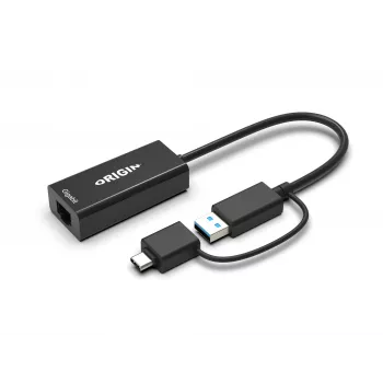 Origin Storage USB3.0 oder USB-C (mit USB-C-Stecker auf USB3.0-Buchse-Adapter) auf RJ45 Gigabit-Adapter