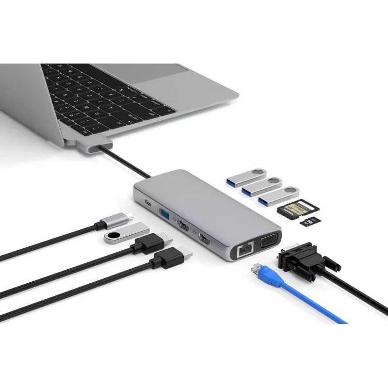 eSTUFF ES623010 Schnittstellen-Hub USB 3.2 Gen 1 (3.1 Gen 1) Type-C 5000 Mbit/s Aluminium