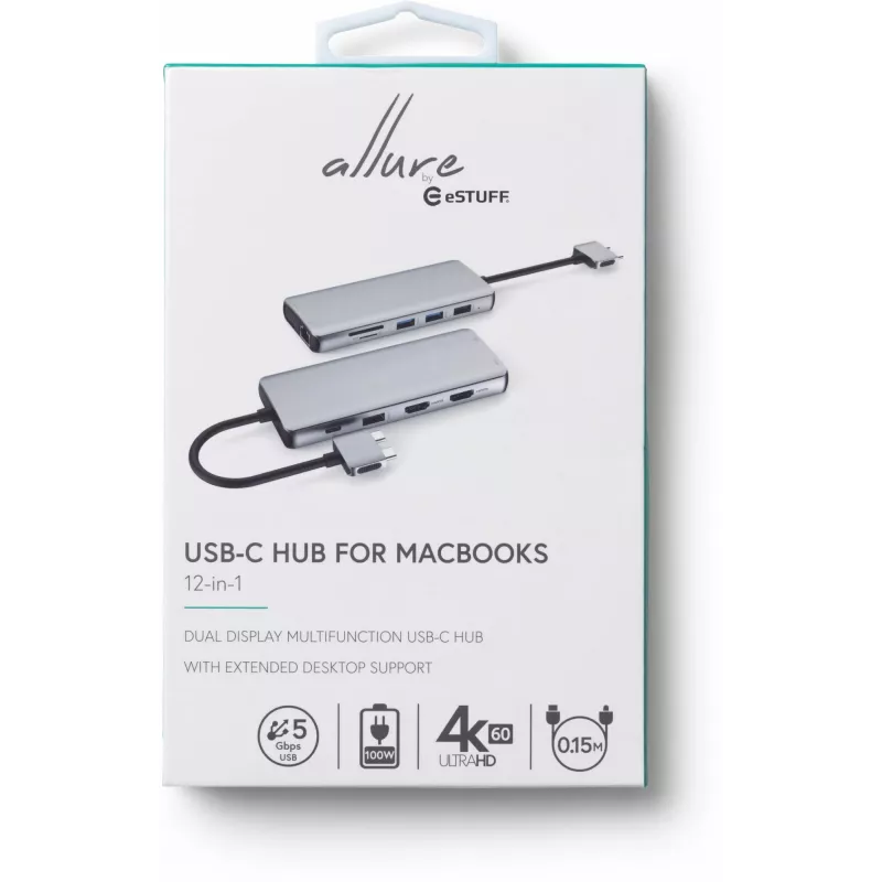 eSTUFF ES623010 Schnittstellen-Hub USB 3.2 Gen 1 (3.1 Gen 1) Type-C 5000 Mbit/s Aluminium