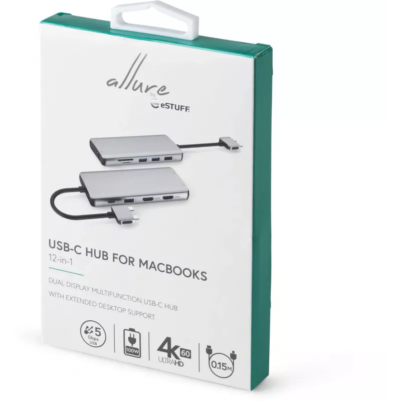 eSTUFF ES623010 Schnittstellen-Hub USB 3.2 Gen 1 (3.1 Gen 1) Type-C 5000 Mbit/s Aluminium
