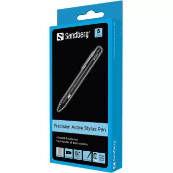 Sandberg Precision Active Stylus Pen, Mobiltelefon/Smartphone, Markenkompatibilität: beliebig, Schwarz, Aluminium, Kupfer, Eingebaut, Lithium-Ion (Li-Ion)