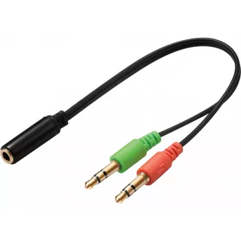 Sandberg Headset-Adapter (mobil) PC, 2 x 3,5 mm, Stecker, 3,5 mm, Buchse, Schwarz