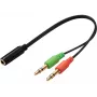 Sandberg Headset-Adapter (mobil) PC, 2 x 3,5 mm, Stecker, 3,5 mm, Buchse, Schwarz