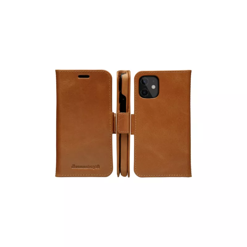 Wallet Case dbramante1928 Lynge für iPhone 12 mini (5,4 Zoll) – Tan, 3 Kartenfächer, Tischständer