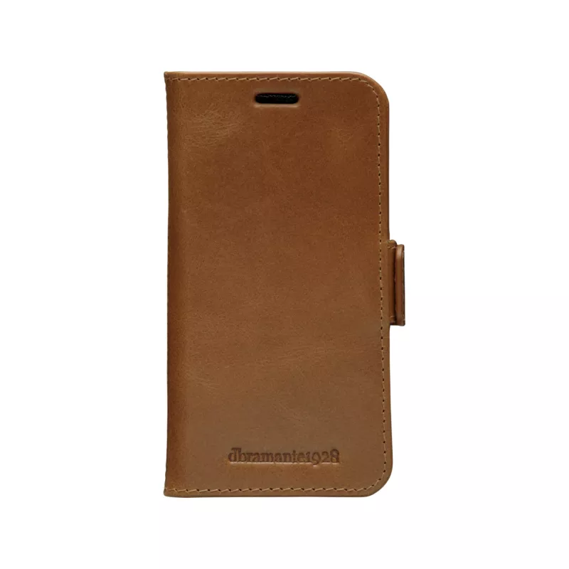 Wallet Case dbramante1928 Lynge für iPhone 12 mini (5,4 Zoll) – Tan, 3 Kartenfächer, Tischständer