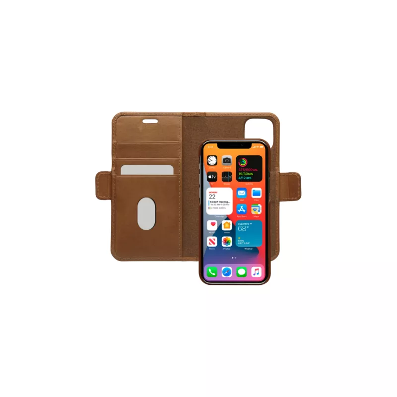 Wallet Case dbramante1928 Lynge für iPhone 12 mini (5,4 Zoll) – Tan, 3 Kartenfächer, Tischständer