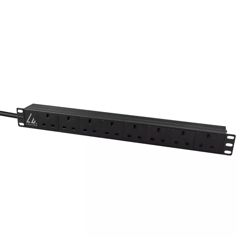 Lanview LVR-3MUK-SPD-UK8 Stromverteilereinheit (PDU) 8 AC-Ausgänge 1,4U Schwarz