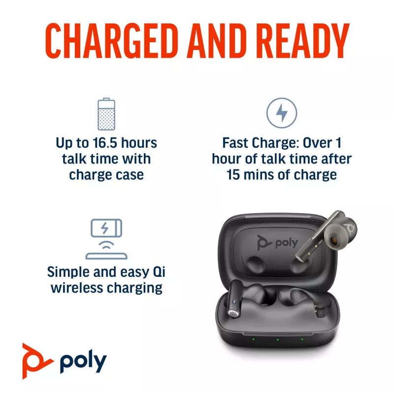HP Poly Voyager Free 60 UC Carbon Schwarz Earbuds +BT700 USB-C Adapter +Basis-Ladeetui