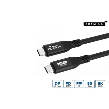 Microconnect USB4CC1-240W-80GBPS USB-Kabel USB4 Gen 3x2 1 m USB C Schwarz
