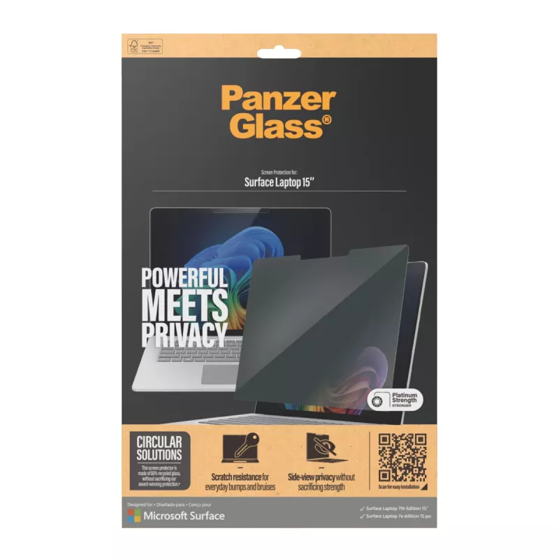 PanzerGlass ® Blickschutz-Displayschutz Microsoft Surface Laptop 7th Edition 15'' | Ultra-Wide Fit
