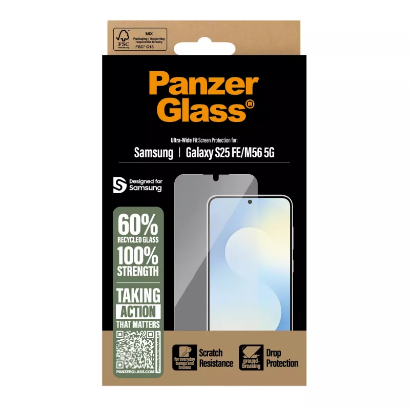 PanzerGlass ® Bildschirmschutz Samsung Galaxy S25 FE 5G | M56 5G | Ultra-Wide Fit