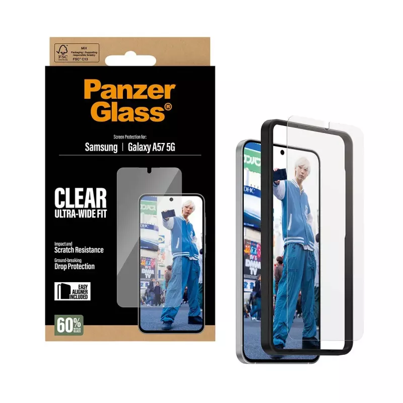 Bildschirmschutz PanzerGlass Ultra-Wide Fit für Samsung Galaxy A57 5G – Klar, kratzfest