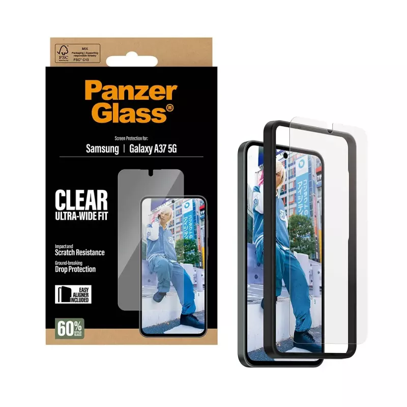 PanzerGlass Displayschutz Ultra-Wide Fit für Samsung Galaxy A37 5G — Klar, kratzfest