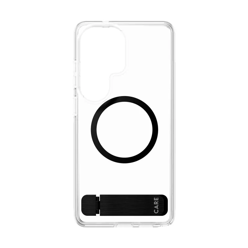 PanzerGlass CARE™ Urban Explorer Hülle für Samsung Galaxy S26 Ultra — Transparente Abdeckung mit schwarzem Kickstand und Qi-Unterstützung