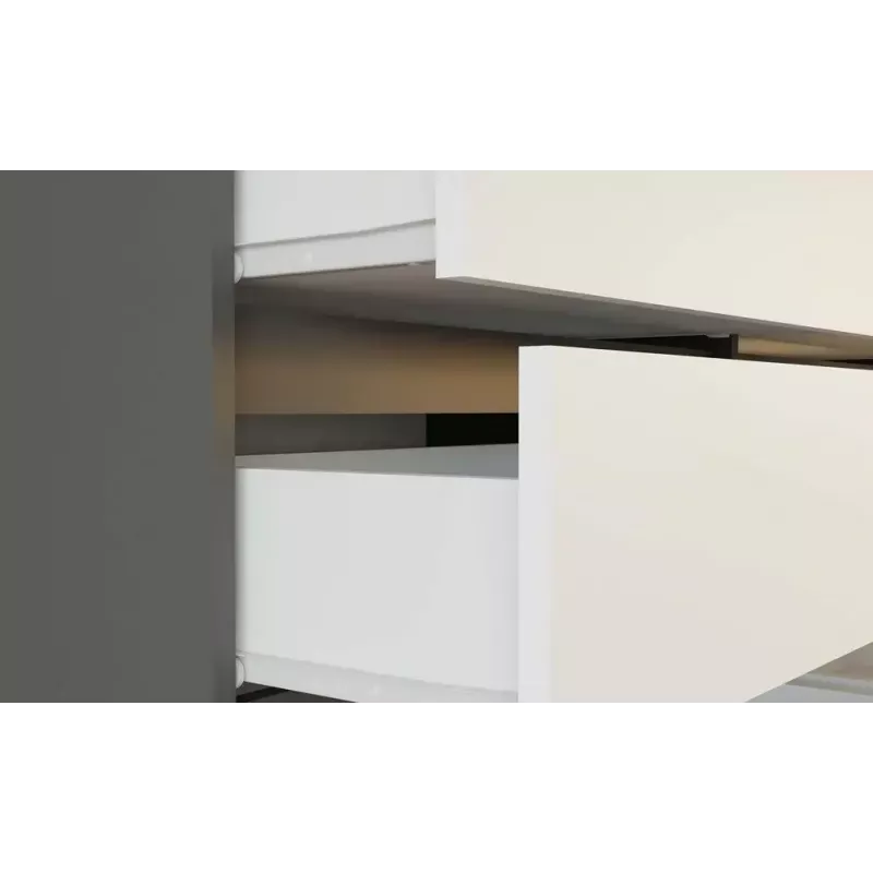 Kommode Top E Shop MALWA M6 120 cm, 6 Schubladen, anthrazitfarbener Rahmen, weiße Fronten