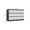 Kommode Top E Shop MALWA M6 120 cm, 6 Schubladen, anthrazitfarbener Rahmen, weiße Fronten