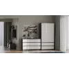 Kommode Top E Shop MALWA M6 120 cm, 6 Schubladen, anthrazitfarbener Rahmen, weiße Fronten