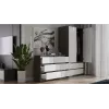 Kommode Top E Shop MALWA M6 120 cm, 6 Schubladen, anthrazitfarbener Rahmen, weiße Fronten